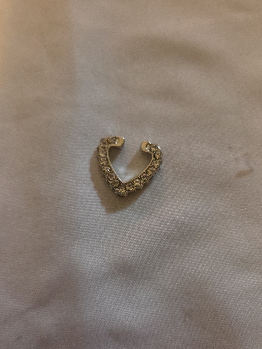 Crystal Heart Ear Cuff in Gold Tone - Sparkling No-Pierce Earring